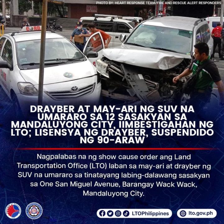 Lto Summons Driver Owner Of Suv In Massive Car Crash In Mandaluyong