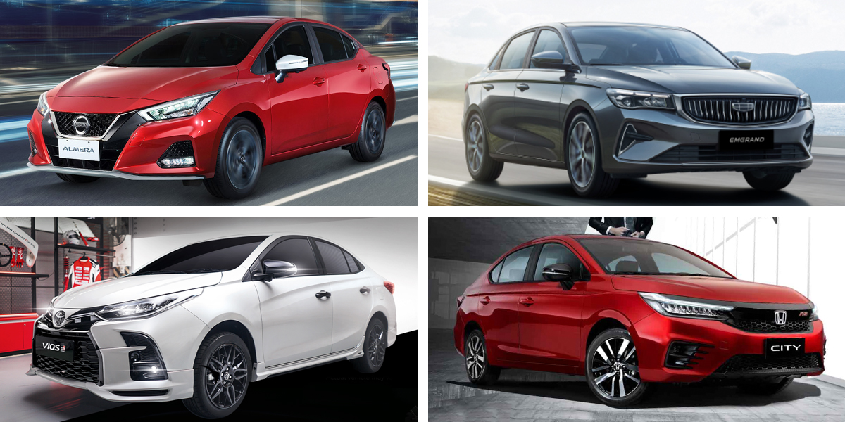 4-way comparison: Toyota Vios Vs. Geely Emgrand Vs. Honda City Vs. Nissan Almera