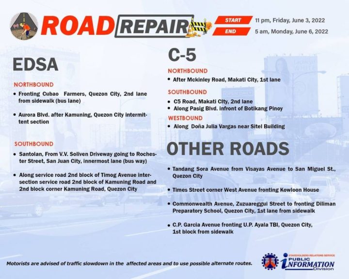 Road Repair Edsa C5 Quezon City June 3 5 2022