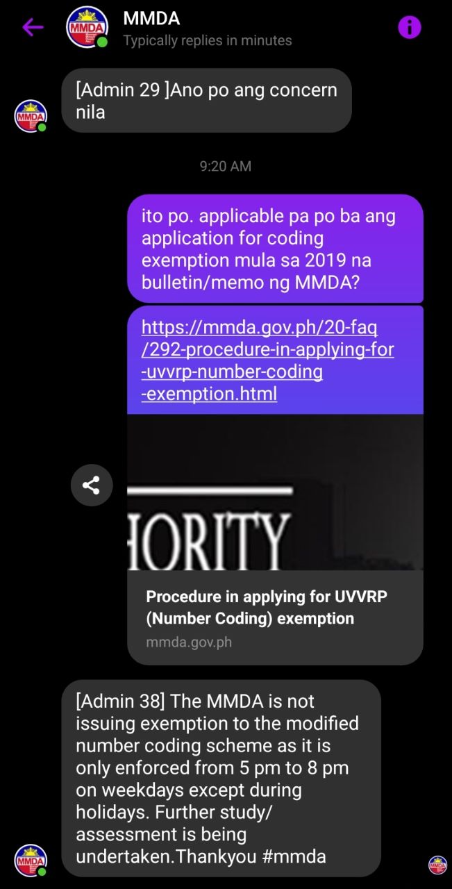 Mmda Coding Exemption 2019 Memo