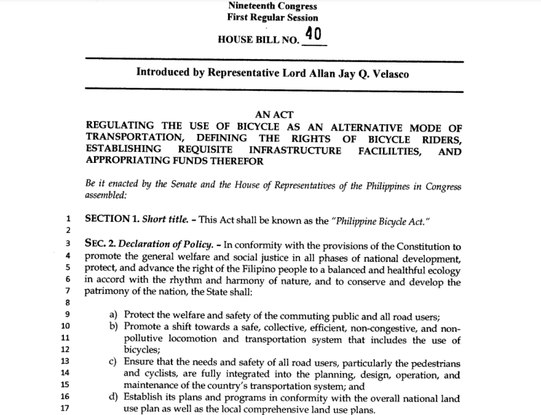 Congress Pushing House Bill 40; The Philippine Bicycle Act • YugaAuto