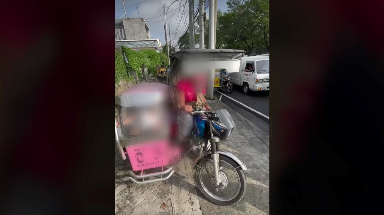 Enough is enough. Frustrated pedestrian stands up to tricycle driving on the sidewalk