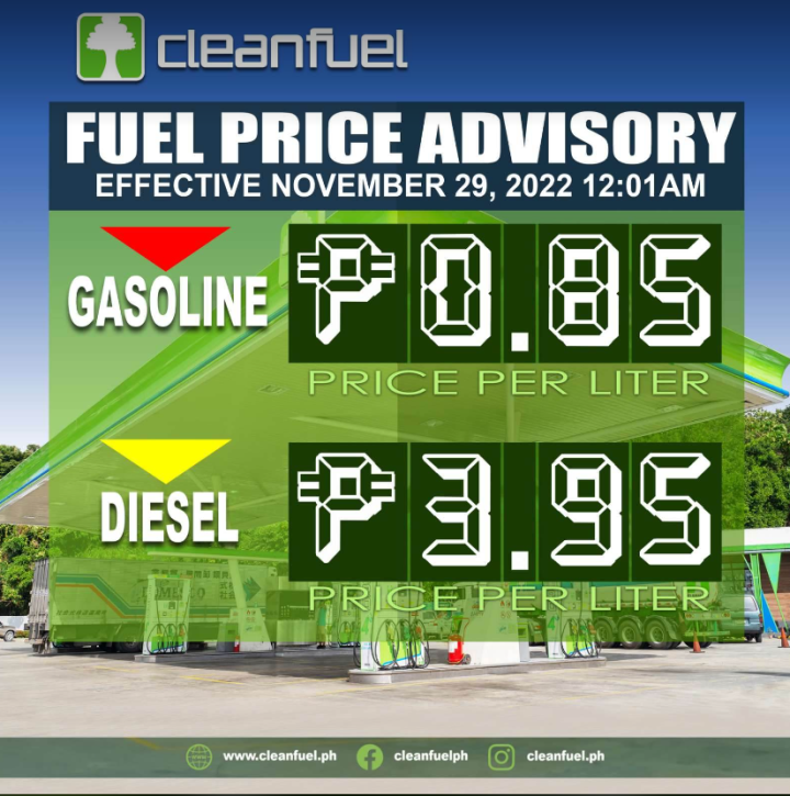 Fuel Price Rollback November 29 Clean Fuel