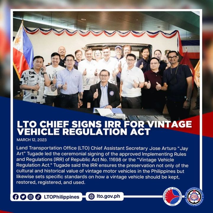 Vintage Vehicle Regulation Act Ra 11698 Signed Inline 01 Min