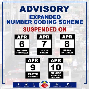 IMPORTANT UPDATE: MMDA Number Coding Is Suspended From April 6-10 For ...