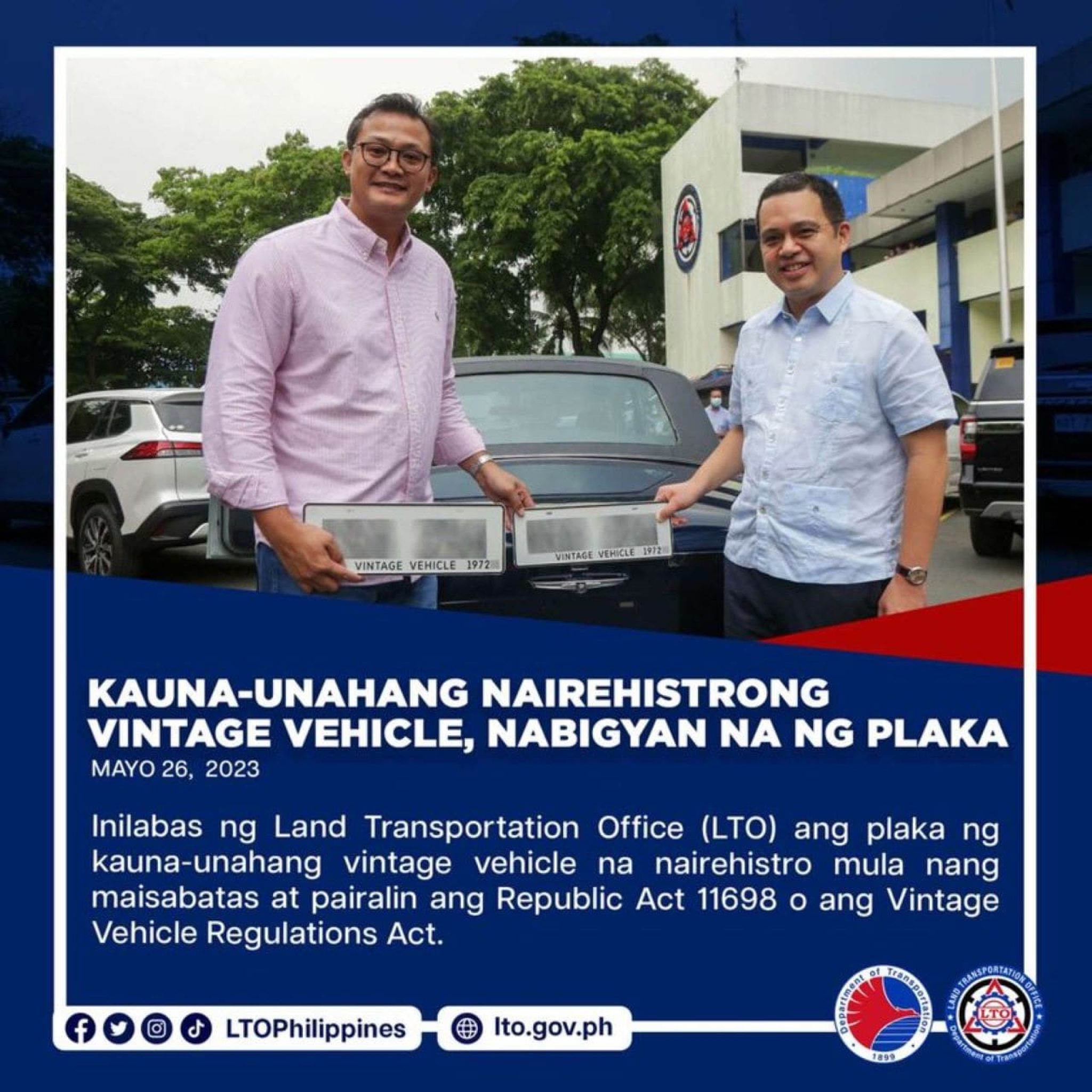 history-lto-issues-license-plates-for-first-registered-vintage-vehicle