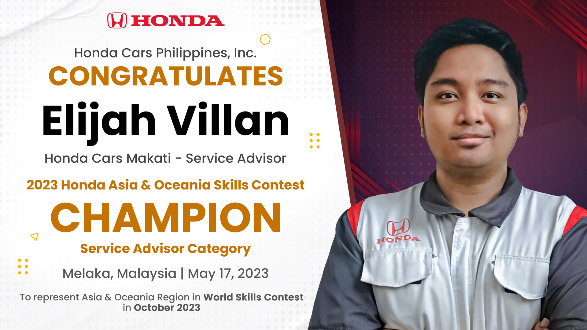 Support Photo 2 Honda Cars Ph To Compete At The Honda World Skills Contest On After Sales Services