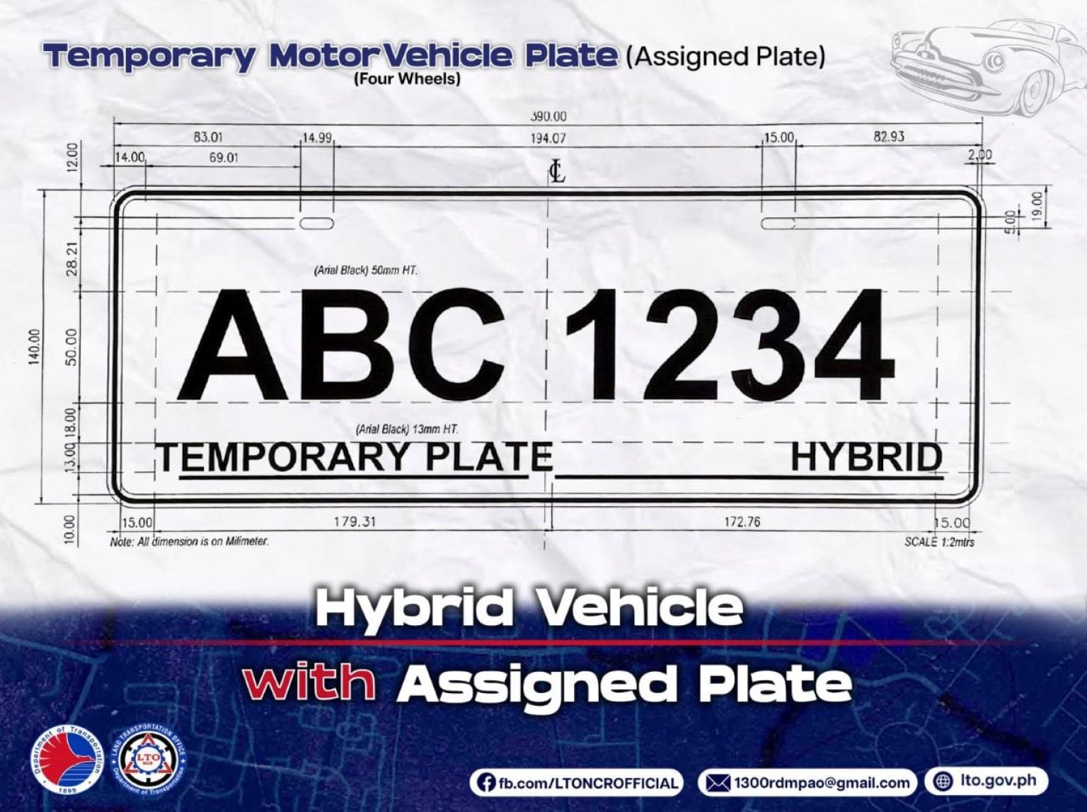 car temporary plate format