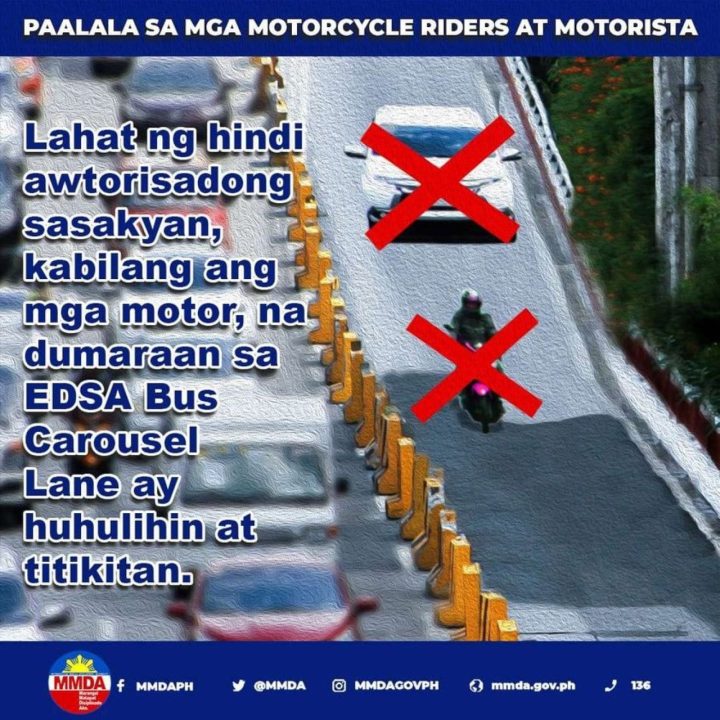 MMDA Issues Stern Reminder For Private Vehicles To Stay Out Of EDSA Bus ...