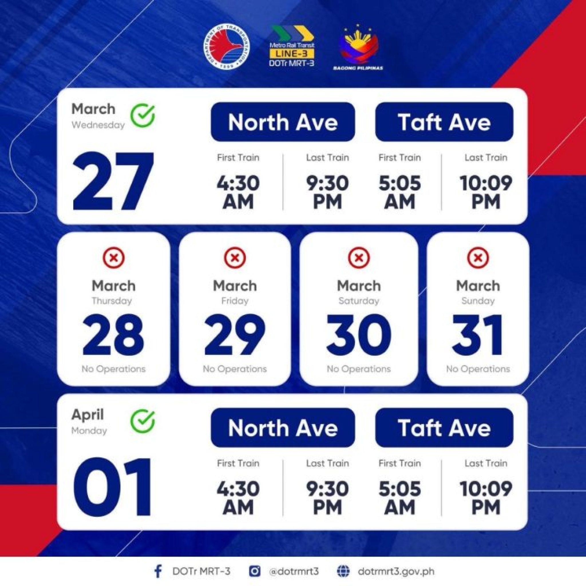 Important Advisory: MRT-3 Operations Suspended On Holy Week, March 28 ...