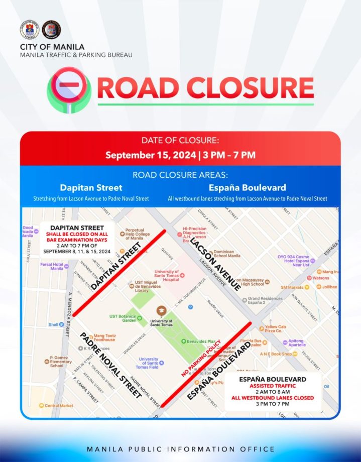 Bar Examination 2024 Bar Exam 2024 Road Closure Traffic Advisory Inline 03 Min