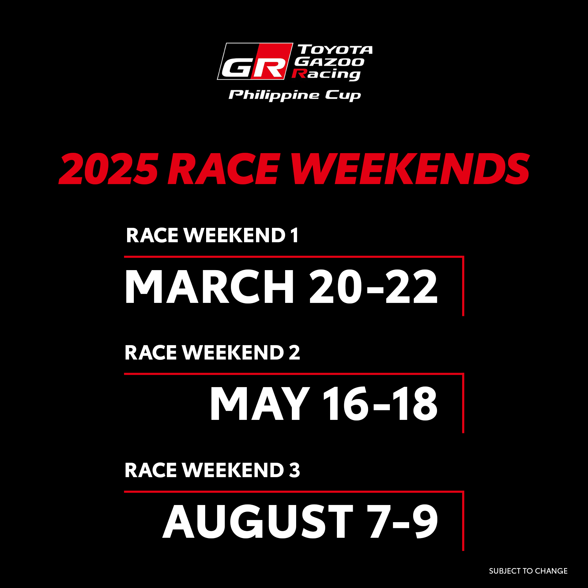 This years Toyota Gazoo Racing PH Cup to start as early as March 20