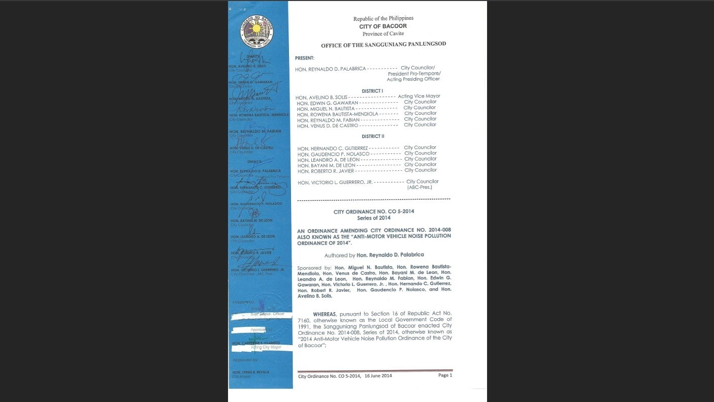 Bacoor Anti-Motor Vehicle Noise Pollution Ordinance of 2014 CO 5-2014 inline 03-min