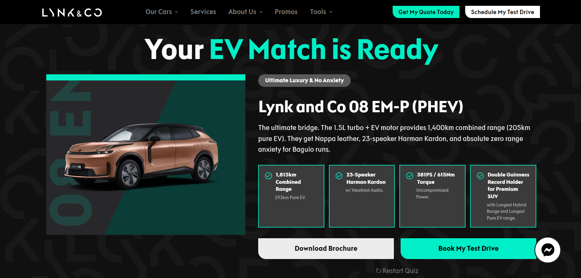 Lynk & Co EV Lifestyle Configurator "Find Your EV Match"